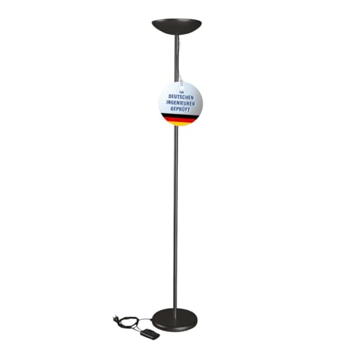 MAUL Halogen-Deckenfluter MAULsky | stufenlos dimmbar | Leselampe mit Fußschalter | Stehlampe für Wohnzimmer, Büro oder Arbeitszimmer | helle 2250 Lumen | Höhe: 183 cm | 8254090 | Schwarz