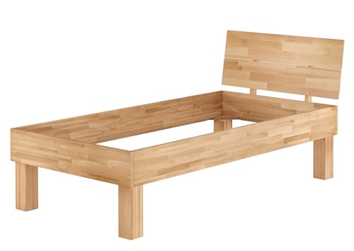 Erst-Holz Einzelbett Buche 100x200 hohes Massivholzbett Seniorenbett 60.81-10 oR