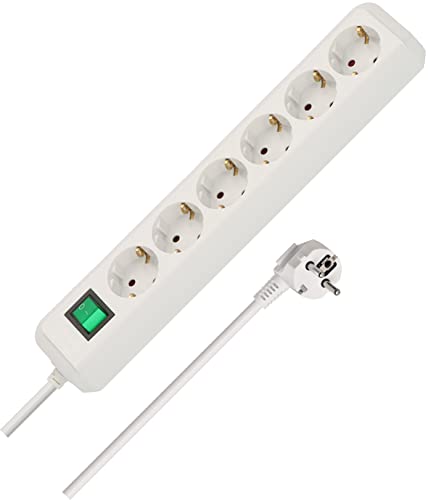 Brennenstuhl Eco-Line Steckdosenleiste 6-Fach (Mehrfachsteckdose mit erhöhtem Berührungsschutz, Schalter und 1,5m Kabel) weiß