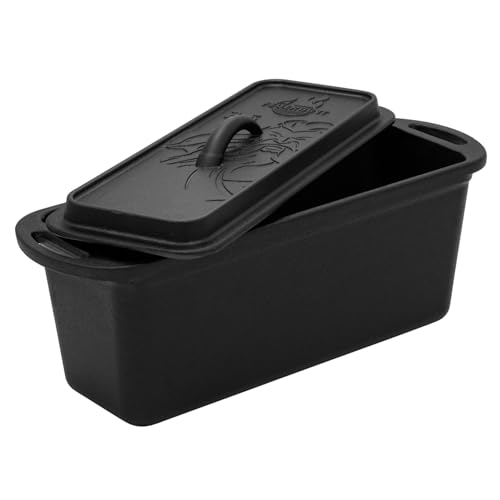 FEUERGOTT - Brotbackform aus Gusseisen 3 Liter mit Deckel - Kastenform ideal für Brot, Kuchen, Dutch Oven Rezepte - Brotbacktopf rechteckig - Gusseiserner Topf für Backofen, Grill & Outdoor-Kochen