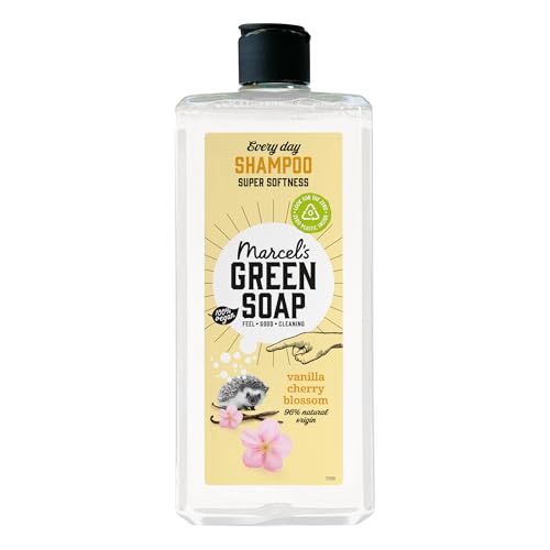 Marcel's Green Soap Shampoo - Vanilla & Cherry Blossom Scent - Enriched with Natural Oils - 97% Natural - 97% Biodegradable - Vegan - Gentle Care for Hair & Planet - 300ml