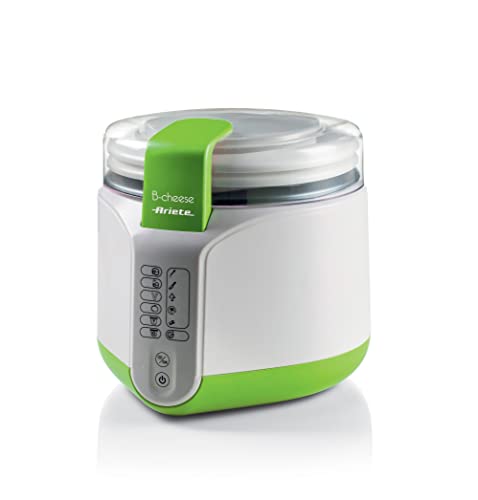 Ariete B-Cheese 615, Käse- und Joghurtmaschine mit 6 Programmen, Soft-Touch-Bedienfeld, Antihaftbeschichtetem 500ml Behälter, Maximaltemperatur 90°C, Inkusive Rezeptbuch, 500W, Weiß/Grün