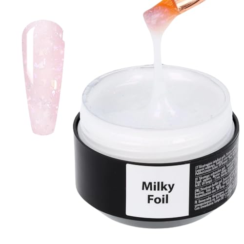 SINCERO SALON Easy Fluid Aufbaugel für Gelnägel - Milky Foil - Farbgel für Gelnägel - Ideal UV Gel für Nagelverlängerungen Korrekturen French Manicure - Nail Art Gel Nagel - Builder Gel für Nägel 15ml