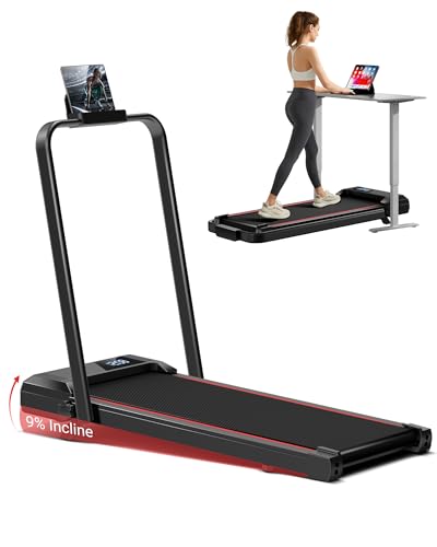 UMAY Laufband für Zuhause klappbar 12KM/H, Laufband mit Steigung für Zuhause mit Bürstenlosem Motor, Walking Pad mit Steigung max. Belastung 136KG