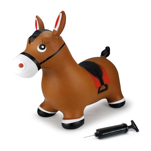 JAMARA 460597 Hüpftier Pferd mit Pumpe-bis 50 kg, fördert den Gleichgewichtssinn und die motorischen Fähigkeiten, robust und widerstandsfähig, pflegeleicht, Braun