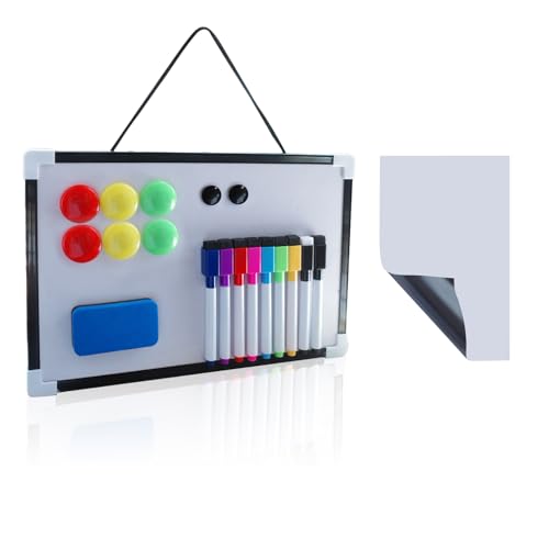 20 Magnetic Whiteboard Abwischbar Set, Tragbare Desktop Schreibtafel, Tragbare Doppelseitige Beschreibbar mit Dry Erase Stiften, Magneten, Hängende Doppelseitige Tafel für Klassenzimmer Home Office