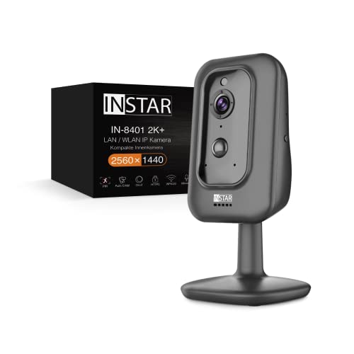 INSTAR IN-8401 2K+ schwarz - LAN/WLAN Überwachungskamera mit KI (AI) - IP Kamera - WPA3-2,4 und 5Ghz WiFi - 2-Wege Audio - PIR - Wärmesensor - Nachtsicht - 940nm unsichtbare LEDs - HomeKit - MQTT