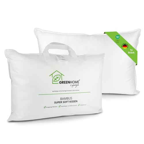 Greenhome Lifestyle® 40x60 cm Bambus Super Soft Kissen 610g als Sofakissen/Kissen 40x60 cm als Bamboo Kissen Füllung, Innenkissen, Füllkissen oder auch Bettkissen/Sofa Kissen oder Kissen Bett