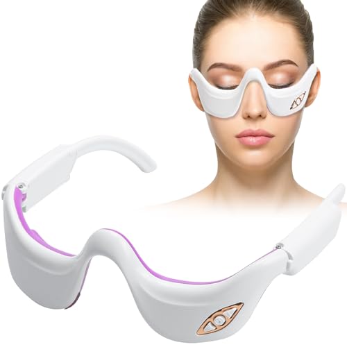 iYInJuan Augenmassagegerät mit Wärme, Augen Heizkissen Anti-Aging Augenringe, 6 Massagemodi, 3 Stufen, Stärke Rotlicht Anti-Falten-Massagegerät für Entspannendes, Reduzieren Schwarze Kreise, Trockene