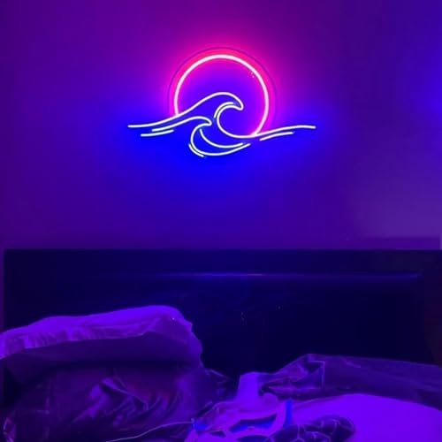 Dimmbares Neon Sonnenuntergang Sonnenaufgang Schild für Wanddekoration LED Neon Anime Leuchtwellen Schilder dekorative Neon Nachtlampe für Apartment, Bar, Hotel, Anime Neon Geschenke für Teenager