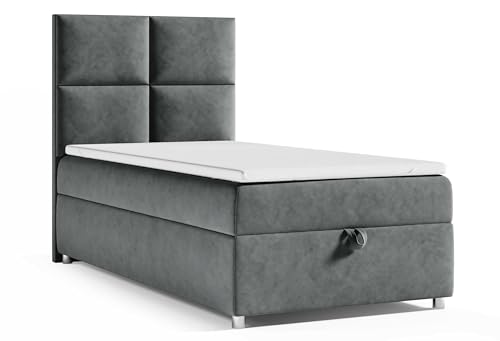 Best For Home Trinity K2 Boxspringbett Single Bonellfederkern | Boxspringbett mit Matratze und Topper | Boxspringbett 100x200 mit Bettkasten| Einzelbett | Polsterbett - Lieferung an die Bordsteinkante