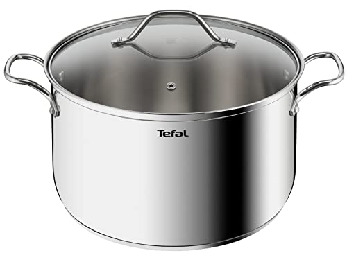 Tefal Intuition XL B8646404 Großer Edelstahl-Kochtopf 28 cm/8 L, Induktion, 5 Jahre Garantie, Premium 18/10 Edelstahl, Größe XL, stabile Griffe, Glasdeckel