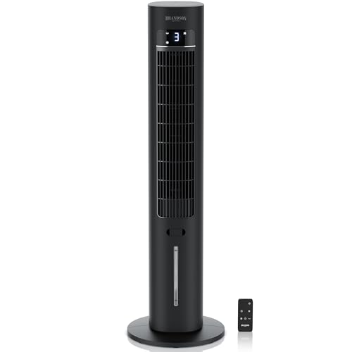 Brandson - Turmventilator mit Wasserkühlung 5 in 1 - Preisträger 2025 - Verdunstungskühler - Luftkühler - Ventilator - mobile Klimaanlage ohne Abluftschlauch - leise - 3L Wassertank