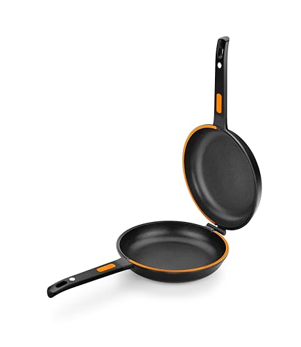 BRA Efficient Duo - Doppelbratpfanne für Kartoffeltortillas, 24 cm Durchmesser, gegossenes Aluminium, Dreifach-Antihaftbeschichtung, 100% ohne PFOA, für alle Herdarten geeignet
