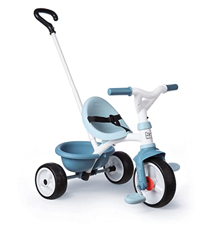 Smoby - Be Move blau - Kinderdreirad mit Schubstange, Sitz mit Sicherheitsgurt, Metallrahmen, Pedal-Freilauf, für Kinder ab 15 Monaten