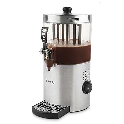 H.Koenig Heiße Schokolade Edelstahl SHK800, 1200W, Herausnehmbarer 3L Behälter, Regulierbare Thermotast, Warmhalten, Anti-Tropf-System, Spülmaschinengeeignet