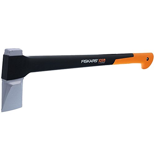 Fiskars Spaltaxt, Inklusive Klingen- und Transportschutz, Länge: 72 cm, Antihaftbeschichtet, Hochwertige Stahl-Klinge/Glasfaserverstärkter Kunststoff-Stiel, Schwarz/Orange, X25–XL, 2,4 kg, 1015643