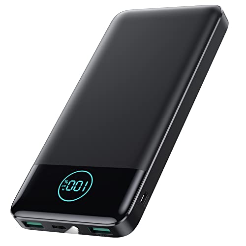 AXNEB Power Bank 13800mAh,Ultradünn 15W PD USB C Input&Output Powerbank, 3A Externer Handyakkus mit Taschenlampe,Powerbank LCD Display, Kompatibel mit iPhone Samsung Huawei