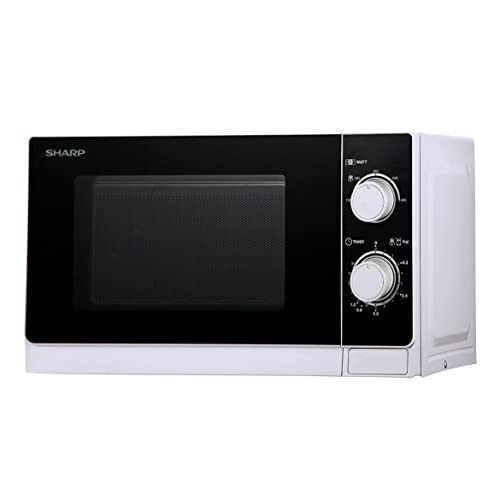 Sharp R200WW Solo-Mikrowelle / 20 L / 800 W / 5 Leistungsstufen/Timer Von 35 Minuten Bis 00 Sekunden/Gewichtgesteuertes Auftauen/Energiesparmodus/Glasdrehteller (25,5 Cm) / WeiÃŸ