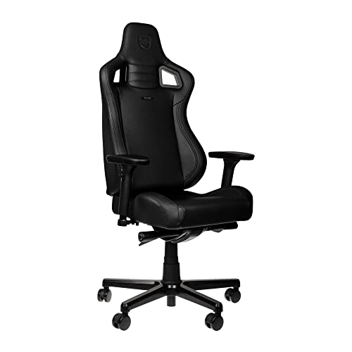 noblechairs Epic Compact Gaming Stuhl, Bürostuhl Ergonomisch, Schreibtisch Stuhl, Kopf- und Lendenstütze, PU-Leder, Entwickelt für Nutzer bis 120 kg und 1,7 Meter Hoch (Schwarz/Carbon)