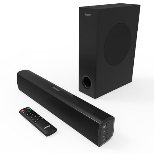 MAJORITY Bowfell Plus | Bluetooth Soundbar mit Subwoofer für Fernseher | 100W 2.1 Surround Sound Lautsprecher für TV Geräte | Optisch, RCA, USB, MP3, AUX | EQ-Einstellungen & Inklusive Fernbedienung