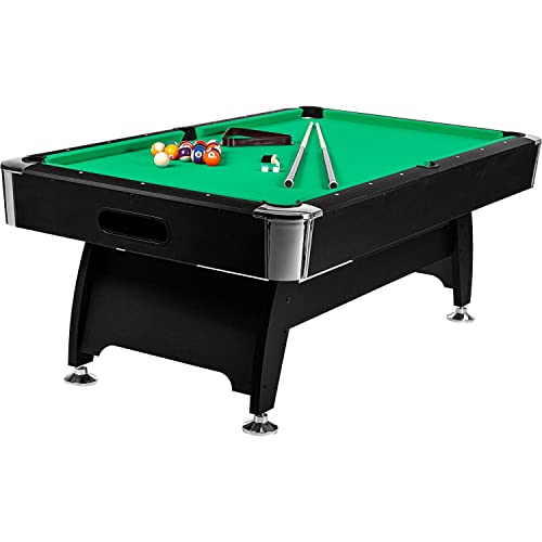 GAMES PLANET 8 ft Billardtisch Premium“ + Zubehör, 9 Farbvarianten, 244x132x82 cm (LxBxH), schwarzes Dekor, grünes Tuch