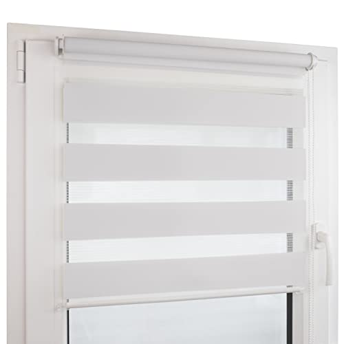 Deco4Me Doppelrollo Klemmfix ohne Bohren (130 x 160 cm, Weiß) - Duo Rollo lichtdurchlässig - blickdichte Rollos für Fenster ohne Bohren - Klemmrollo, Fensterrollo, Innenrollo (Stoffbreite 126 cm)