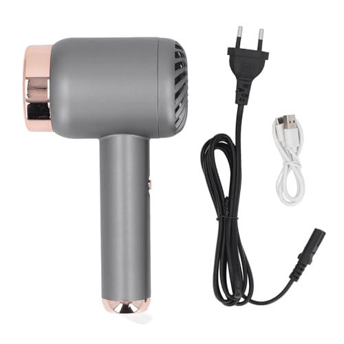 Schnurloser Haartrockner, Tragbarer Kleiner Ionen-Föhn, Wiederaufladbar über USB, 15.000 MAh, Heißer, Kalter Wind, Reisefön für Wohnheim, Camping, Reisen (Dunkelgrau)