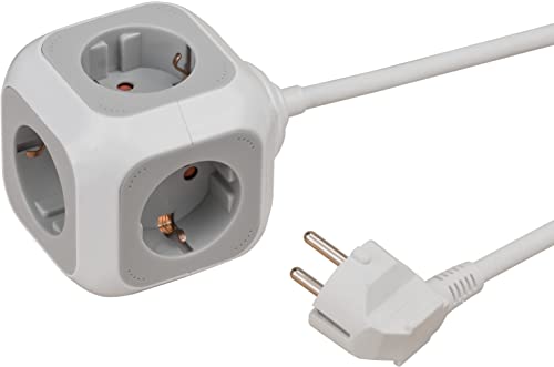 Brennenstuhl Alea-Power Steckdosenblock/Steckdosenwürfel 4-Fach (mit 1,4m Kabel und erhöhtem Berührungsschutz)