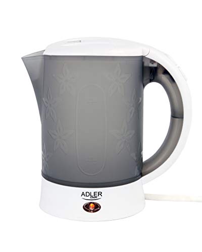 ADLER Silikon-Reise-Wasserkocher 0,6 l, Klappgriff, 750 W Leistung, Weiß