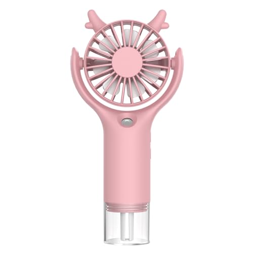 Handventilator Tragbarer Mini Ventilator Wiederaufladbar Wiederaufladbar Turbo Fan Mit Zerstäubungs Funktion Kleiner Ventilator Für Reisen Büro Zuhause Draußen Geschenke für Frauen Männer (Pink 1)