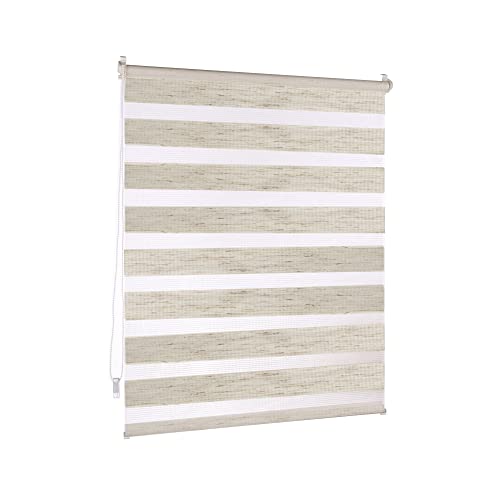 Victoria M. Doppelrollo Klemmfix ohne Bohren, 80 x 150 cm (BxH) Leinen, Rollo Fensterrollo lichtdurchlässig & verdunkelnd，Duo-Rollo Klemmmontage Zebrarollo für Fenster & Türen