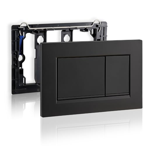 Empyreal Drückerplatte mit Spülauslöser-Set und Montagerahmen,passend für Geberit Sigma 30&UP320&300 Betätigungsplatten Ersatzteile,Doppelspülung,1Stück(Schwarz&Schwarzer Rand).