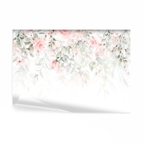 decomonkey Fototapete Blumen Rose 350x256 cm XL Tapete Fototapeten Vlies Tapeten Vliestapete Wandtapete moderne Wandbild Wand Schlafzimmer Wohnzimmer Pflanzen Natur