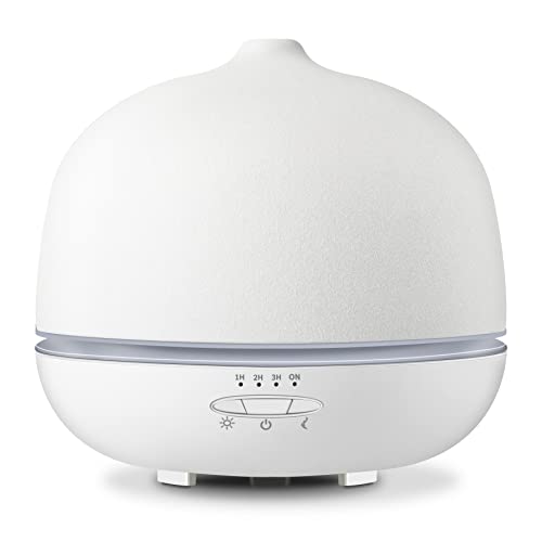 JESMAY Aroma Diffuser Keramik 500ml Premium Ultraschall Luftbefeuchter Diffusor für Ätherische Öle Timer-Einstellung & 10-Farben-LED BPA-Frei Diffuser Weiß für Schlafzimmer Wohnzimmer Büro Yoga
