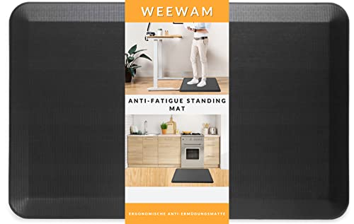 Anti Ermüdungsmatte Weewam | Ergonomische stehmatte für Schreibtisch | Anti Fatigue Mat Kitchen | Arbeitsplatzmatte| rutschfeste, Langlebige & umweltfreundliche PU Stehmatte| 51x 81/ 1.9cm (Schwarz)