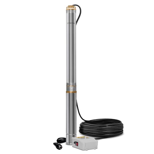 TROTEC Tiefbrunnenpumpe TDP 7501 E – Wasserpumpe mit Fördermenge 6000 l/h, 1100 W – Förderhöhe 90 m, ø 8,6 cm, IP68 für Pumpe, Edelstahlpumpe
