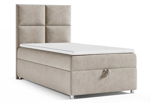 Best For Home Trinity K2 Boxspringbett Single Bonellfederkern | Boxspringbett mit Matratze und Topper | Boxspringbett 100x200 mit Bettkasten| Einzelbett | Polsterbett - Lieferung an die Bordsteinkante