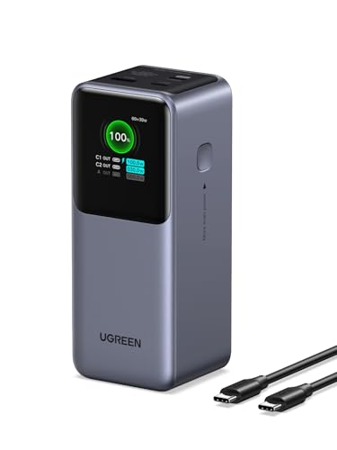 UGREEN Nexode 20000mAh Powerbank 130W Max Schnellladung, USB-C PD 3.0 Input/Output, Digitaldisplay, kompatibel mit iPhone 16/15 Pro Max, Galaxy S24 Ultra, MacBook Pro, Dell und mehr