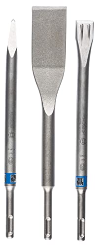 Bosch Professional 3tlg. Meißel-Set Long Life SDS-plus (für Beton, Spitzmeißel 250 mm, Fliesenmeißel 260 mm, Flachmeißel 250 mm, Zubehör Bohrhammer)