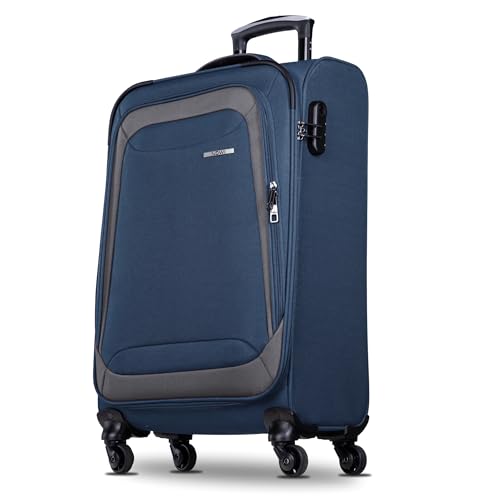 NOWI Korfu Weichschalen Trolley L – Mittelgroßer Stoff Koffer 50L mit 4 Doppelrollen & Zahlenschloss | Leichter Reisekoffer für Damen & Herren (blau, L)