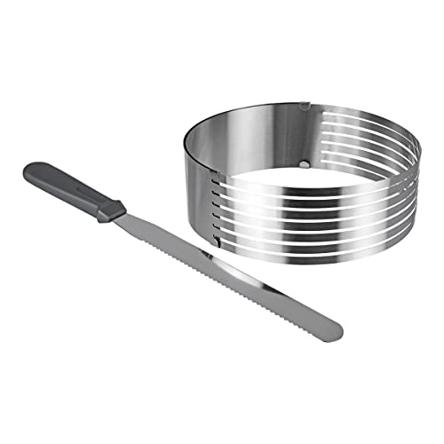 genialo Torten-Schneidehilfe-Set, 2 Teile, Schneidehilfe mit Rillen + Konditormesser