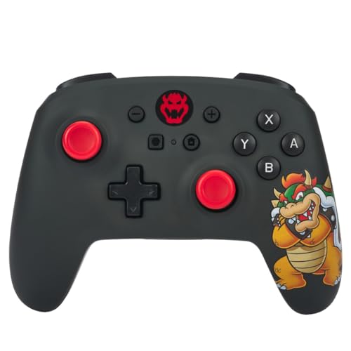 Kabelloser PowerA-Controller für Nintendo Switch - King Bowser, Nintendo Switch OLED-Modell, Nintendo Switch Lite, Gamepad, Spiele-Controller, Bluetooth-Controller, Offiziell Lizenziert