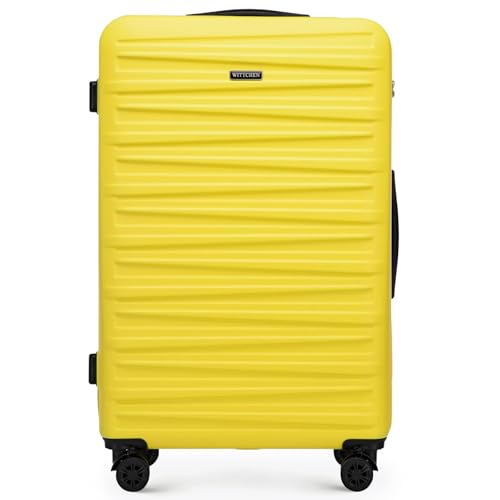 WITTCHEN Skyspeed Line Reisegepäck Großer Koffer Hartschalenkoffer ABS Groß Rollkoffer Trolley Check-In Gepäck Kombinationsschloss Teleskopgriff 4 Rollen Gelb