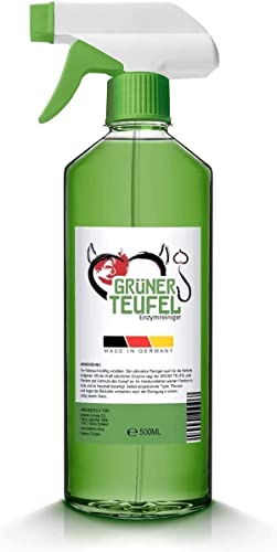 Grüner Teufel Enzymreiniger mit Sprühkopf | Starker Reiniger auf Enzymbasis | Teppichreiniger, Küchenreiniger - Polsterreiniger – Allzweckreiniger | Ideal für Sofa, Auto, Sitze, Polster (500 ml) 1x