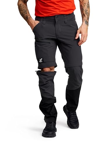RevolutionRace RVRC GP Pro Stretch Zip-Off Pants für Herren, Wandelbare Wanderhosen für Outdoor-Aktivitäten, Anthracite/Black, XL