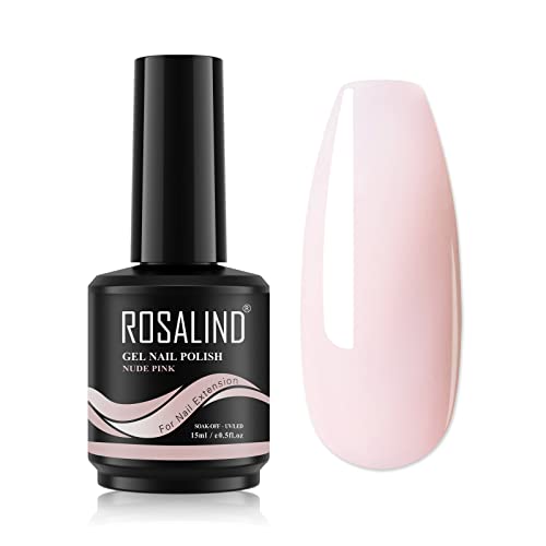 ROSALIND 7-in-1 Aufbaugel für Gelnägel, Nackt Rosa 15ml Builder Stärkendes Gel, Nail Extension Gel Nagelgel für Nagelverlängerung Reparatur, UV/LED-Nagellack für Nagelstärkung, Nail Art