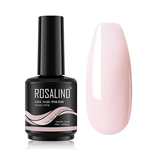 ROSALIND Aufbaugel für Gelnägel, Nackt Rosa 15ml Builder Stärkendes Gel, Nail Extension Gel Nagelgel für Nagelverlängerung Reparatur, UV/LED-Nagellack für Nagelstärkung, Nail Art