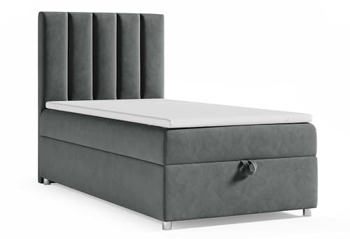 Best For Home Trinity K10 Einzelbett | Boxspringbett 100x200 Mit Bonell Federkernmatratze | Matratzentopper | Bett Mit Matratze Und Stauraum