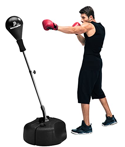Boxsack mit Ständer, Boxsack für Erwachsene und Jugendliche - höhenverstellbar - Speed Bag - ideal für MMA-Training, Boxen Ausrüstung, Workout-Ausrüstung, Stressabbau & Fitness
